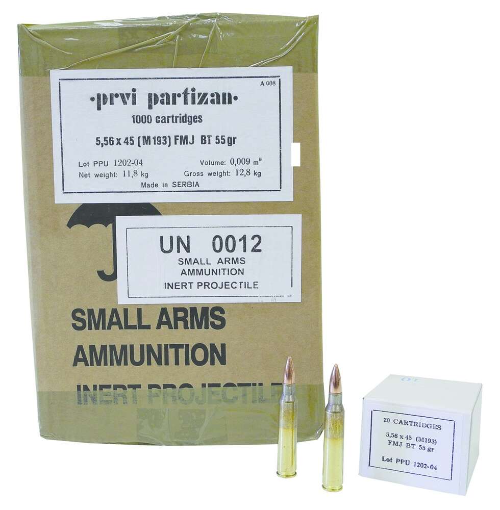 Ammunition TR&Z USA Trading Corp. 100 223Rem|5.56NATO PPU PPB556A1    5.56X45 BLANK M200 A1       20/100 • Model: 100